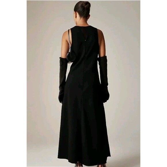 J.Crew Long A-Line Dress Drapey Crepe Black Maxi Lined CG350 $168 Size 2 NWT - Picture 2 of 12